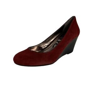 DKNYC Women's Bella Burgundy Suede Wedge Shoes Size 7.5